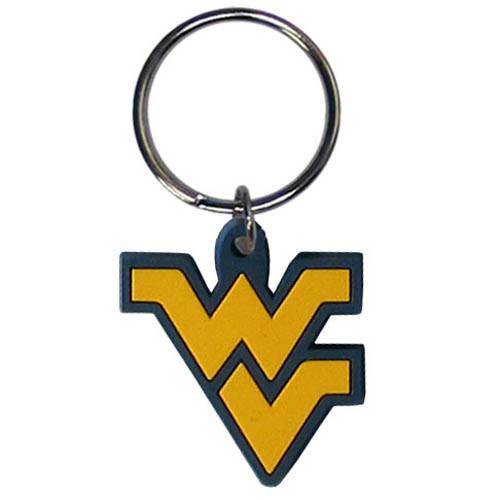 NCAA West Virginia WVU Mountaineers Flex Rubber Logo Key Chain Ring - 757 Sports Collectibles
