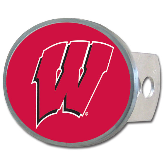 Wisconsin Badgers Oval Metal Hitch Cover Class II and III (SSKG) - 757 Sports Collectibles