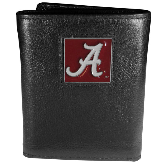 Alabama Crimson Tide Deluxe Leather Tri-fold Wallet Packaged in Gift Box (SSKG) - 757 Sports Collectibles