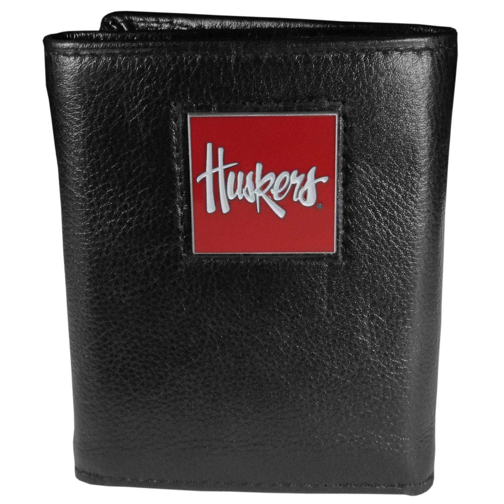 Nebraska Cornhuskers Deluxe Leather Tri-fold Wallet Packaged in Gift Box (SSKG) - 757 Sports Collectibles