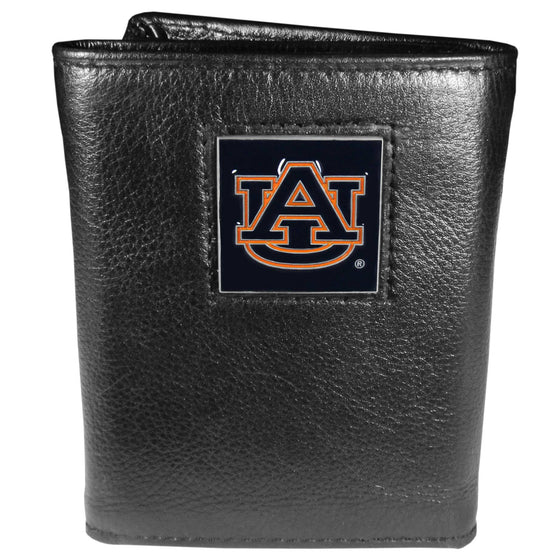 Auburn Tigers Deluxe Leather Tri-fold Wallet Packaged in Gift Box (SSKG) - 757 Sports Collectibles