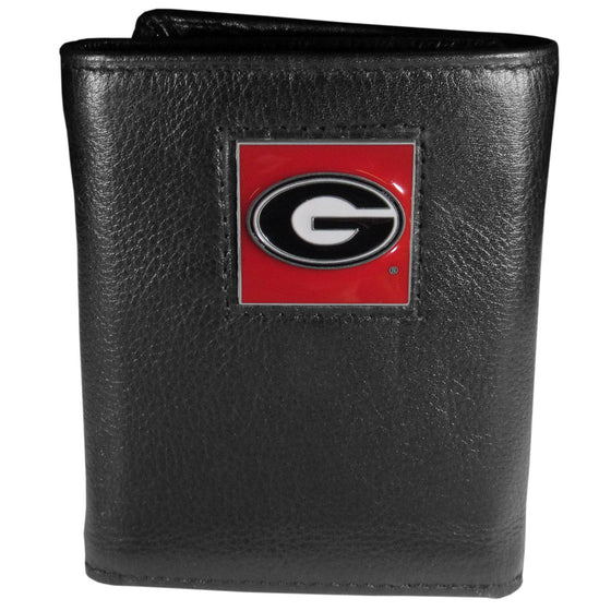 Georgia Bulldogs Deluxe Leather Tri-fold Wallet Packaged in Gift Box (SSKG) - 757 Sports Collectibles