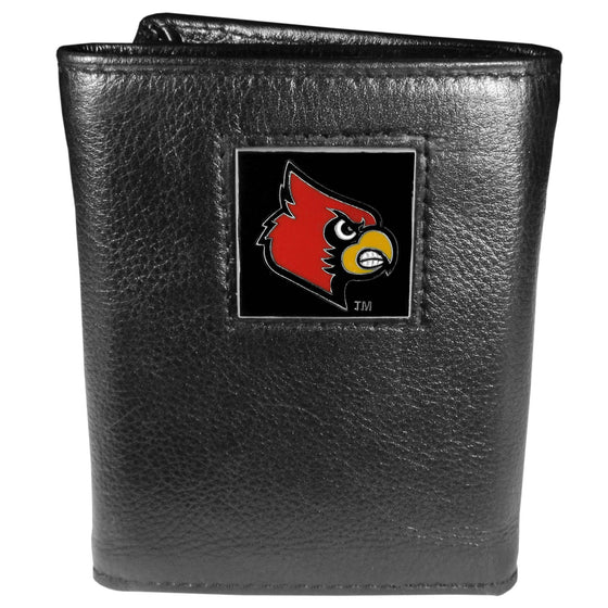 Louisville Cardinals Deluxe Leather Tri-fold Wallet Packaged in Gift Box (SSKG) - 757 Sports Collectibles