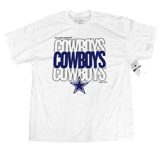 Dallas Cowboys Triple Threat Wht T-Shirt - 100% Cotton - All Sizes - 757 Sports Collectibles