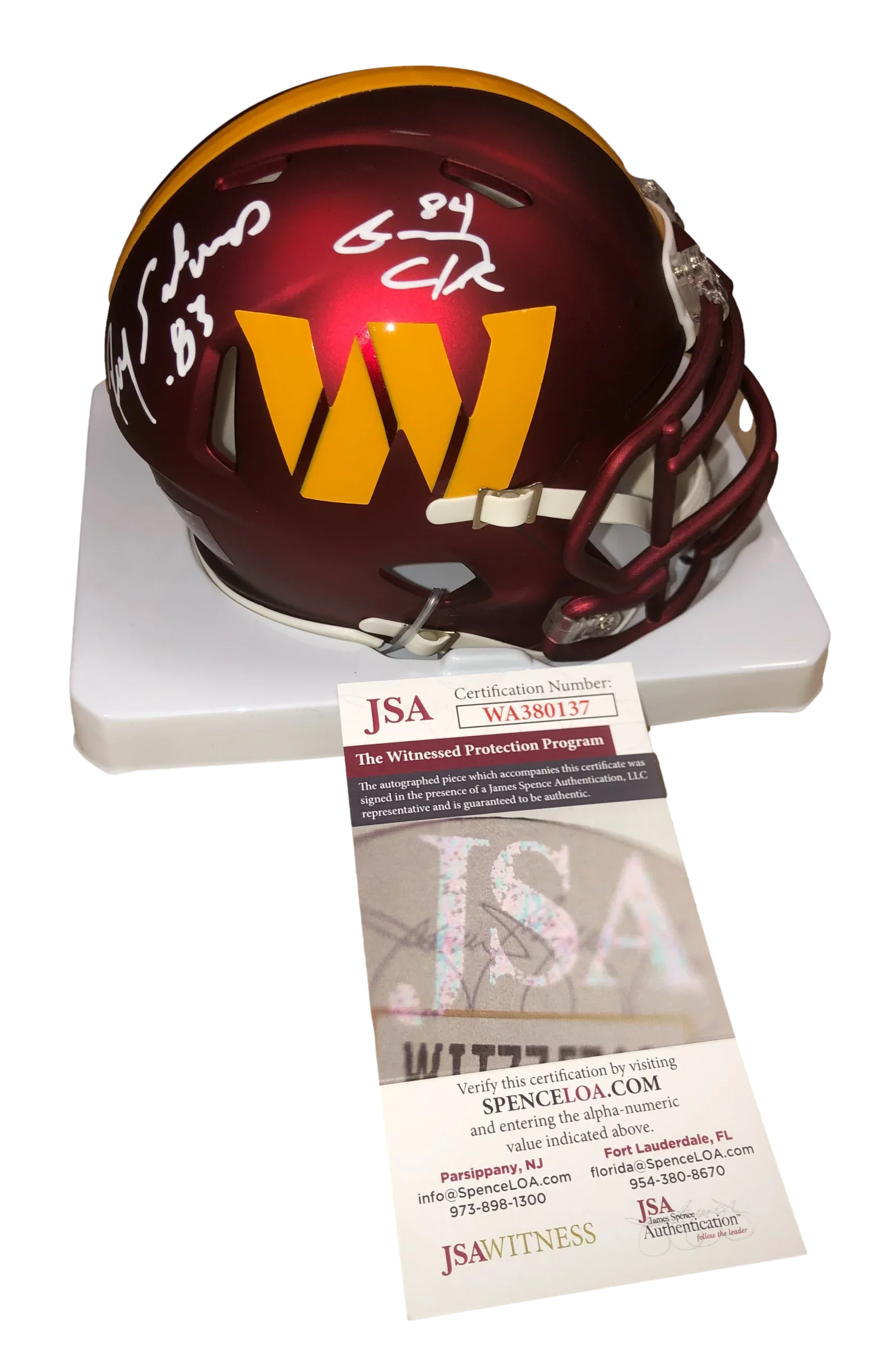 Washington Commanders Ricky Sanders Gary Clark Signed Auto Mini Helmet - JSA W COA - 757 Sports Collectibles