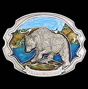 Yellowstone Bear  Enameled Belt Buckle (SSKG) - 757 Sports Collectibles