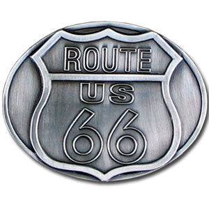 Route 66 Antiqued Belt Buckle (SSKG) - 757 Sports Collectibles