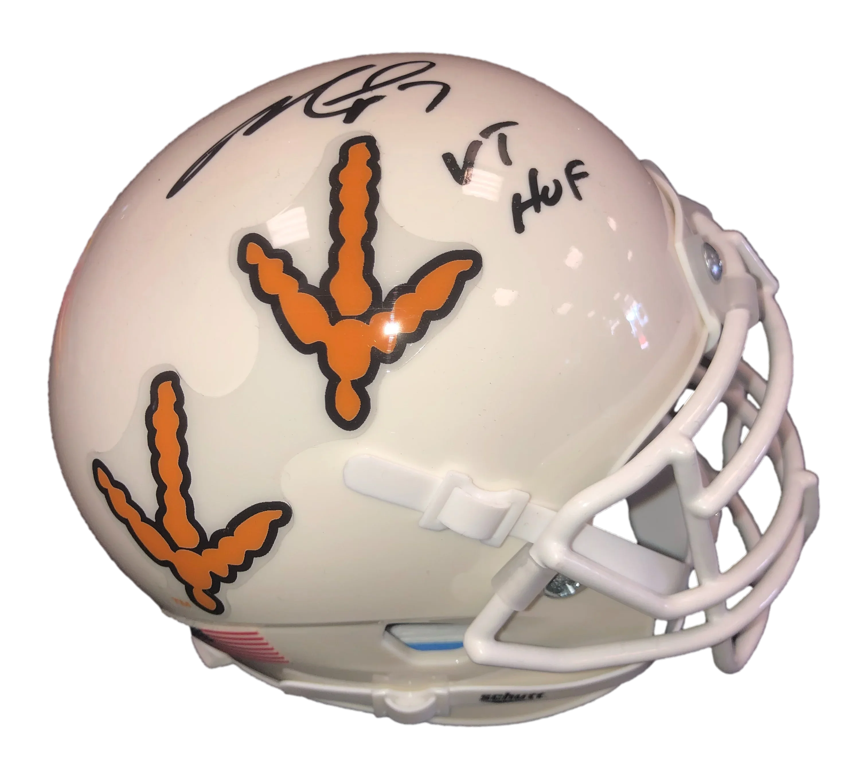 Virginia Tech Hokies Michael Vick 'VT HOF' Signed Autograph Turkey Tracks Mini Helmet 757 COA - 757 Sports Collectibles