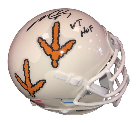 Virginia Tech Hokies Michael Vick 'VT HOF' Signed Autograph Turkey Tracks Mini Helmet 757 COA - 757 Sports Collectibles