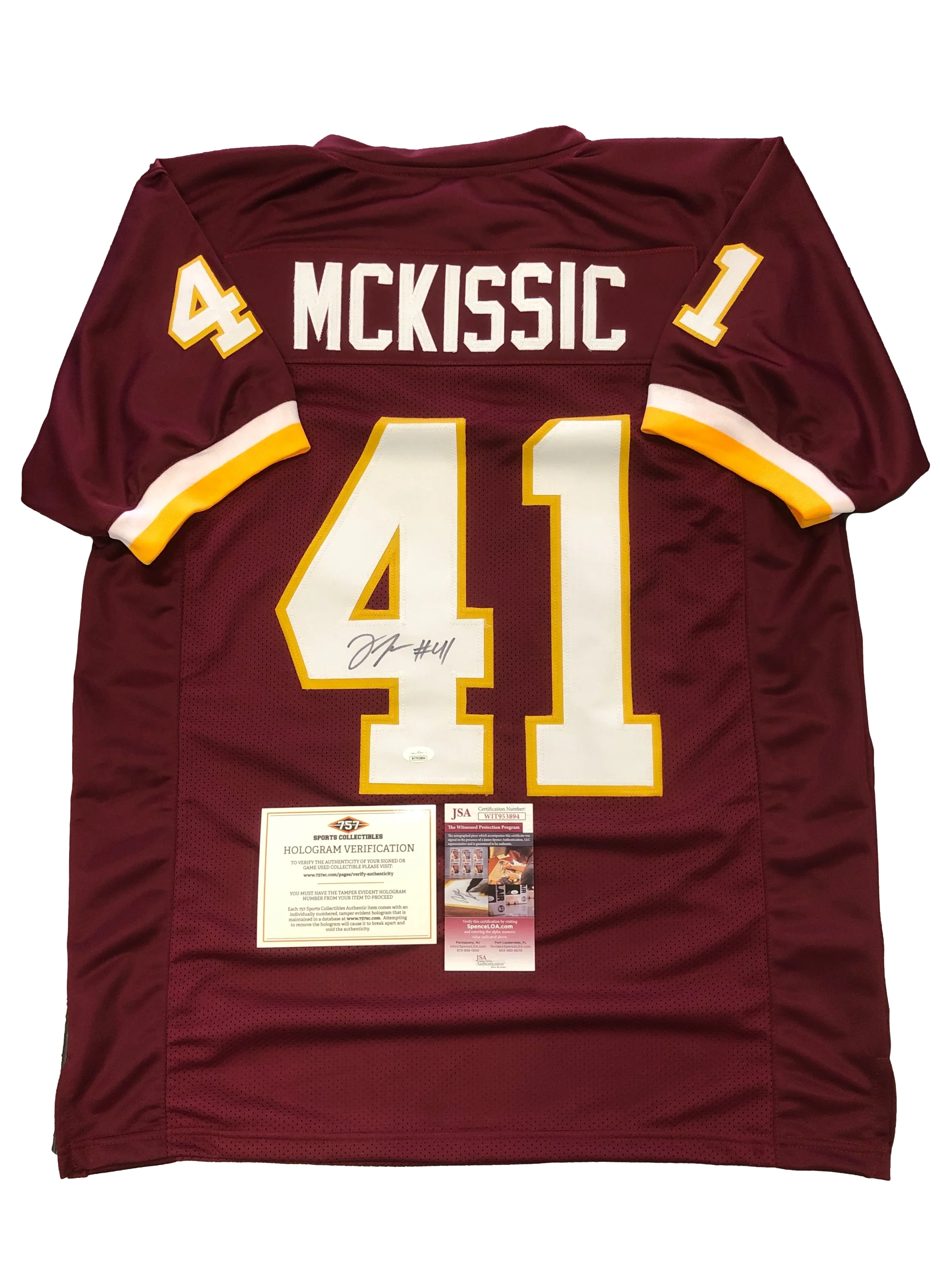 Washington Football Team JD McKissic Signed Autograph Maroon Custom Jersey - JSA COA - 757 Sports Collectibles