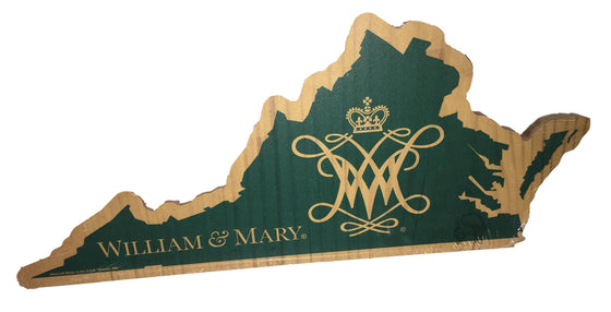 William & Mary Tribe Virginia State Wood Sign 14"x6" - 757 Sports Collectibles