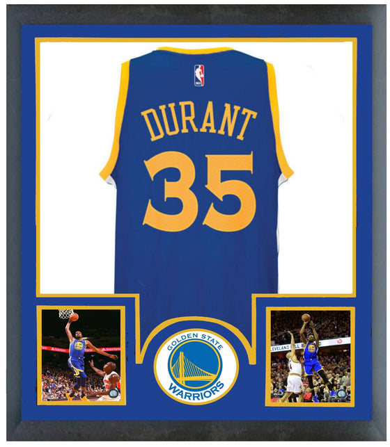 Golden State Warriors Kevin Durant Framed Blue Jersey Piece 35x43 - 757 Sports Collectibles