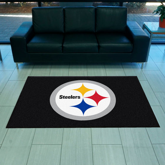 Pittsburgh Steelers 4X6 High-Traffic Mat with Durable Rubber Backing - Landscape Orientation