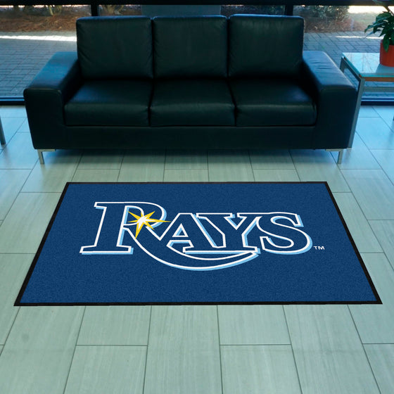 Tampa Bay Rays 4X6 High-Traffic Mat with Durable Rubber Backing - Landscape Orientation