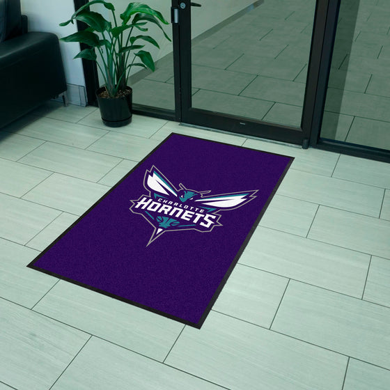 Charlotte Hornets 3X5 High-Traffic Mat with Durable Rubber Backing - Portrait Orientation