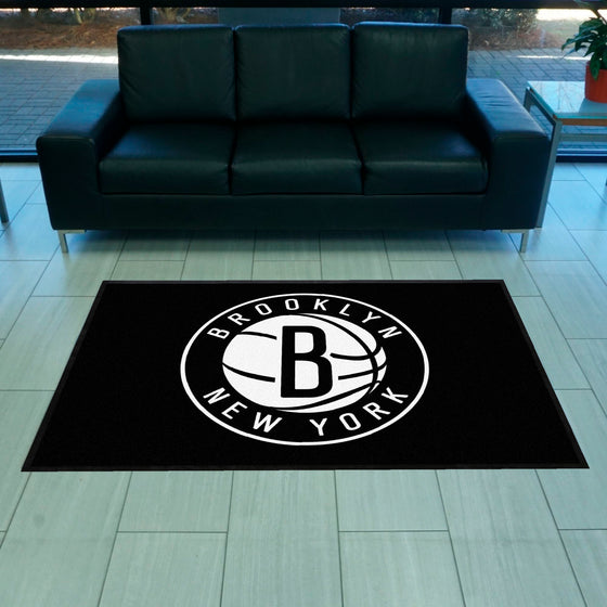 Brooklyn Nets 4X6 High-Traffic Mat with Durable Rubber Backing - Landscape Orientation