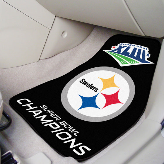 Pittsburgh Steelers Front Carpet Car Mat Set - 2 Pieces, 2009 Super Bowl XLIII Champions
