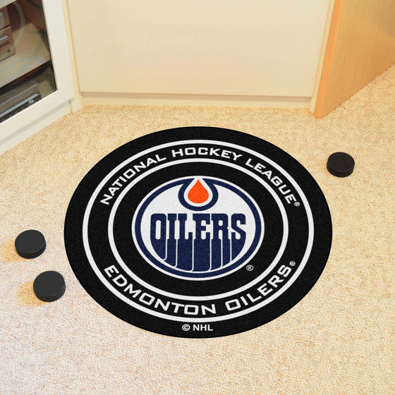 Edmonton Oilers Hockey Puck Rug - 27in. Diameter