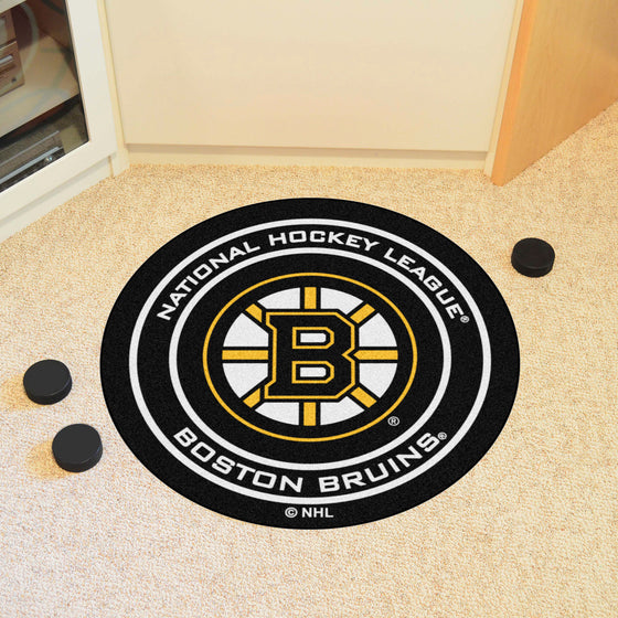 Boston Bruins Hockey Puck Rug - 27in. Diameter
