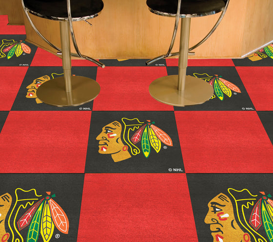 Chicago Blackhawks Team Carpet Tiles - 45 Sq Ft.