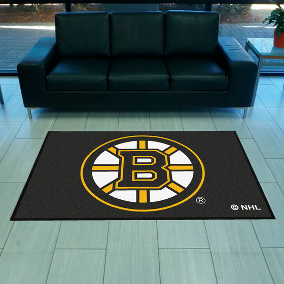 Boston Bruins 4X6 High-Traffic Mat with Durable Rubber Backing - Landscape Orientation