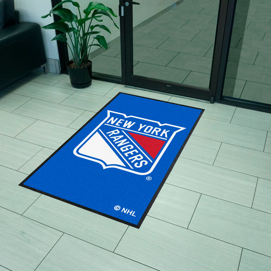 New York Rangers 3X5 High-Traffic Mat with Durable Rubber Backing - Portrait Orientation