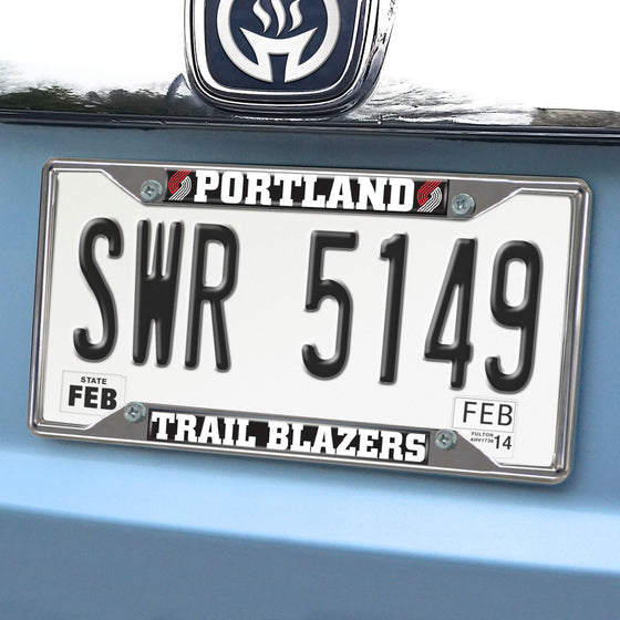 Portland Trail Blazers Chrome Metal License Plate Frame, 6.25in x 12.25in