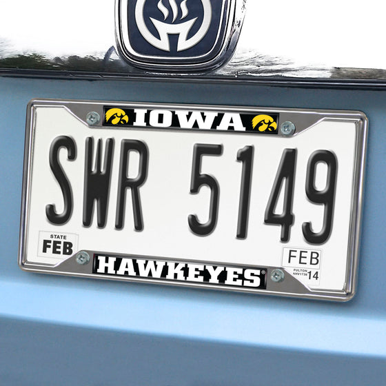Iowa Hawkeyes Chrome Metal License Plate Frame, 6.25in x 12.25in