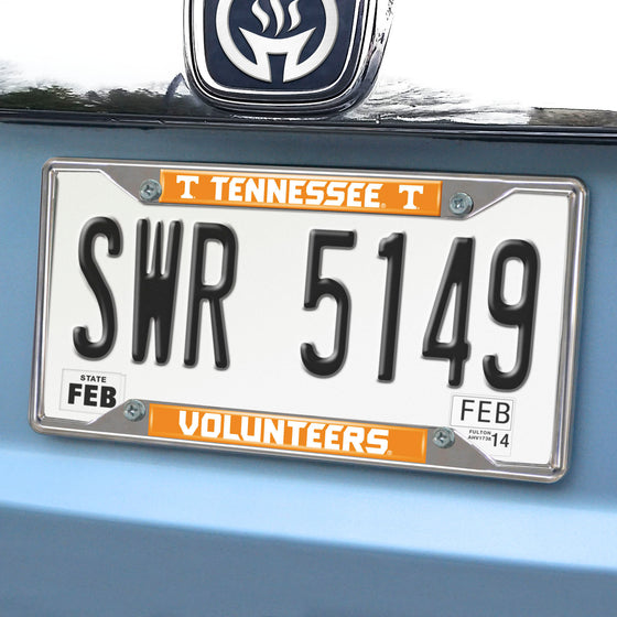 Tennessee Volunteers Chrome Metal License Plate Frame, 6.25in x 12.25in