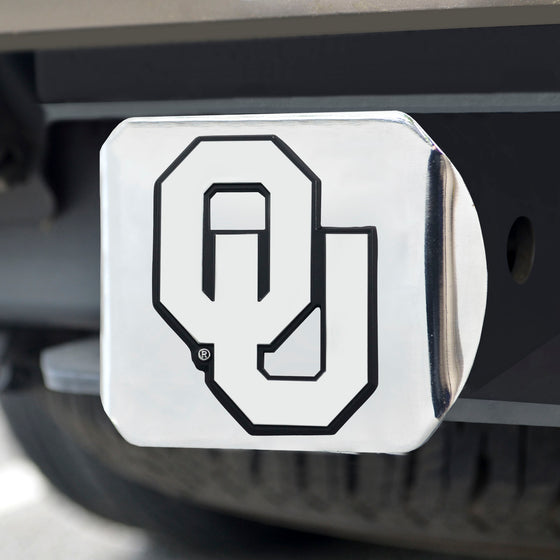 Oklahoma Sooners Chrome Metal Hitch Cover with Chrome Metal 3D Emblem