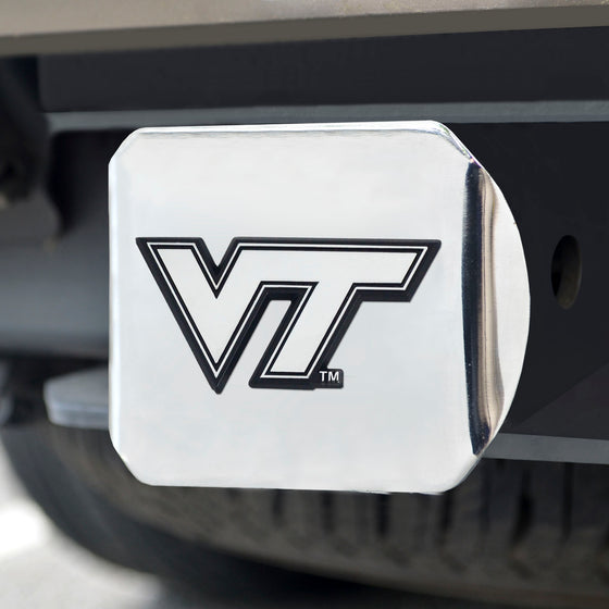 Virginia Tech Hokies Chrome Metal Hitch Cover with Chrome Metal 3D Emblem