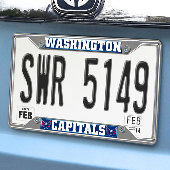 Washington Capitals Chrome Metal License Plate Frame, 6.25in x 12.25in