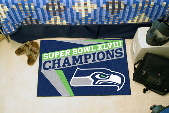 Seattle Seahawks Starter Mat Accent Rug - 19in. x 30in., 2014 Super Bowl XLVIII Champions