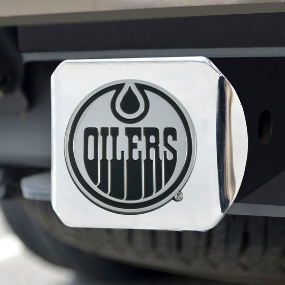 Edmonton Oilers Chrome Metal Hitch Cover with Chrome Metal 3D Emblem