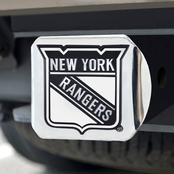 New York Rangers Chrome Metal Hitch Cover with Chrome Metal 3D Emblem