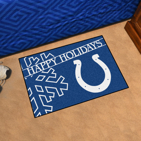 Indianapolis Colts Starter Mat Accent Rug - 19in. x 30in. Happy Holidays Starter Mat