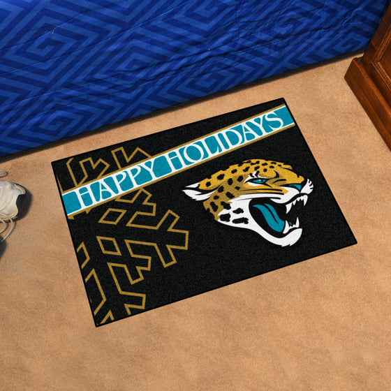 Jacksonville Jaguars Starter Mat Accent Rug - 19in. x 30in. Happy Holidays Starter Mat
