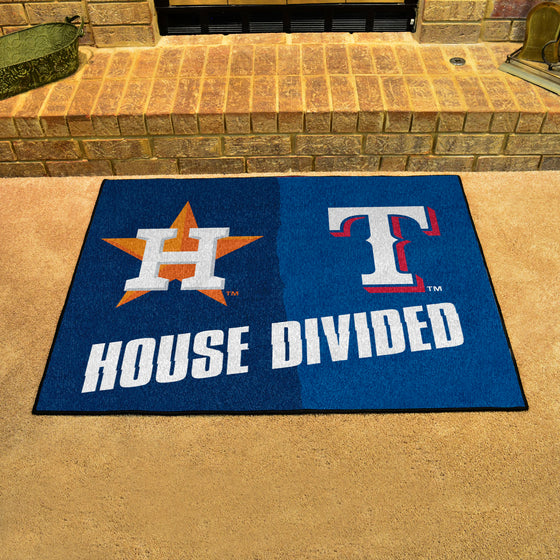 MLB House Divided - Astros / Rangers House Divided Rug - 34 in. x 42.5 in.