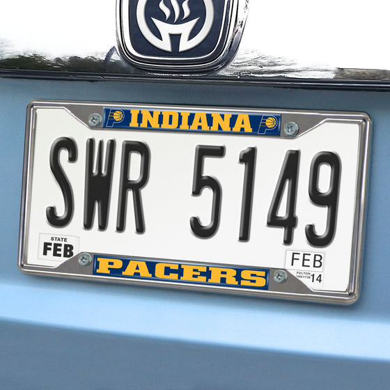 Indiana Pacers Chrome Metal License Plate Frame, 6.25in x 12.25in
