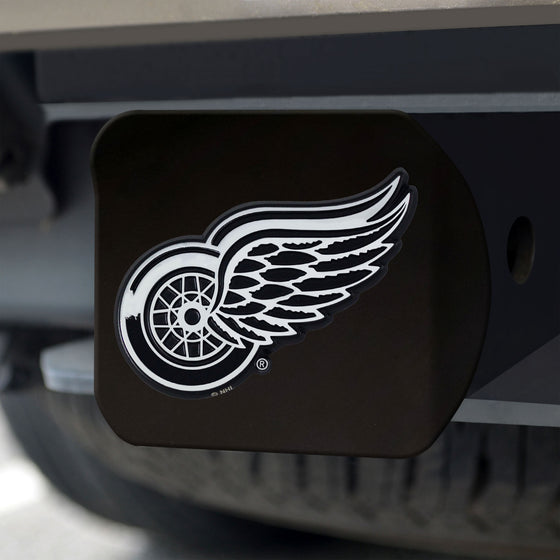 Detroit Red Wings Black Metal Hitch Cover with Metal Chrome 3D Emblem