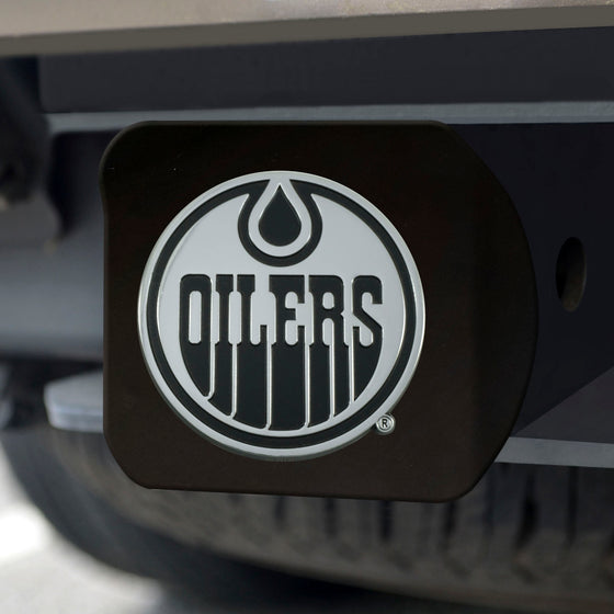 Edmonton Oilers Black Metal Hitch Cover with Metal Chrome 3D Emblem