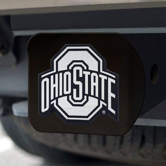 Ohio State Buckeyes Black Metal Hitch Cover with Metal Chrome 3D Emblem