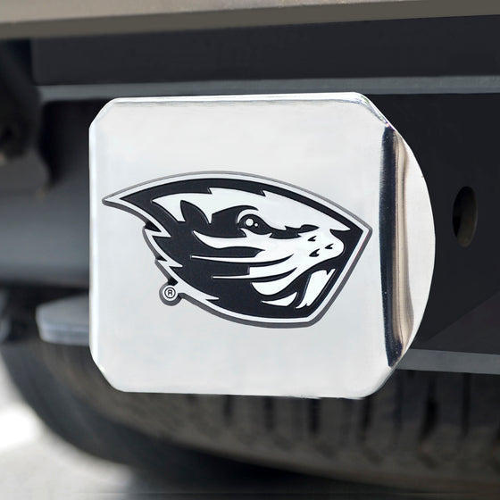 Oregon State Beavers Chrome Metal Hitch Cover with Chrome Metal 3D Emblem