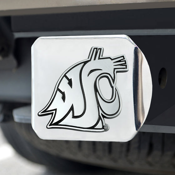 Washington State Cougars Chrome Metal Hitch Cover with Chrome Metal 3D Emblem