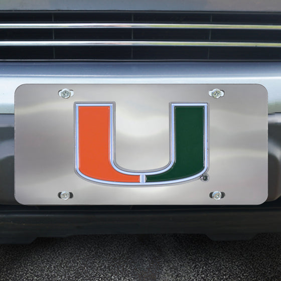 Miami Hurricanes 3D Stainless Steel License Plate