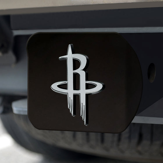 Houston Rockets Black Metal Hitch Cover with Metal Chrome 3D Emblem