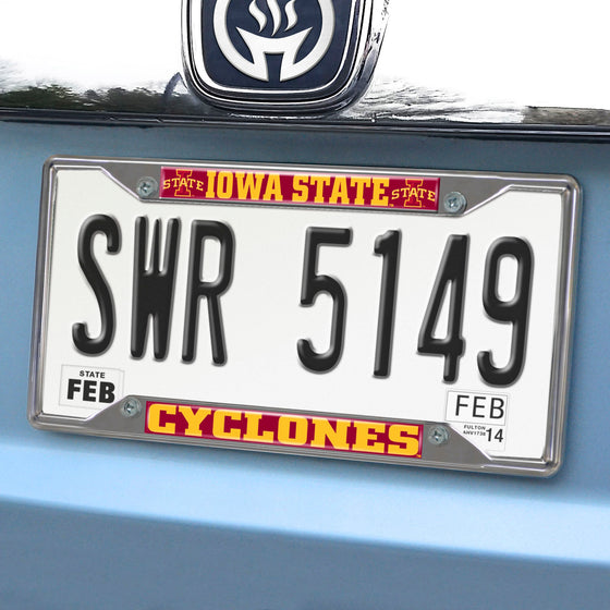 Iowa State Cyclones Chrome Metal License Plate Frame, 6.25in x 12.25in