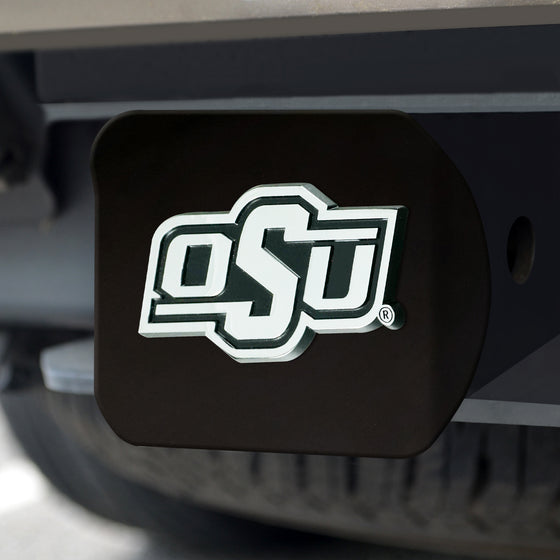 Oklahoma State Cowboys Black Metal Hitch Cover with Metal Chrome 3D Emblem
