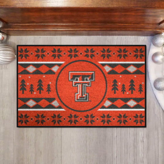 Texas Tech Red Raiders Holiday Sweater Starter Mat Accent Rug - 19in. x 30in.