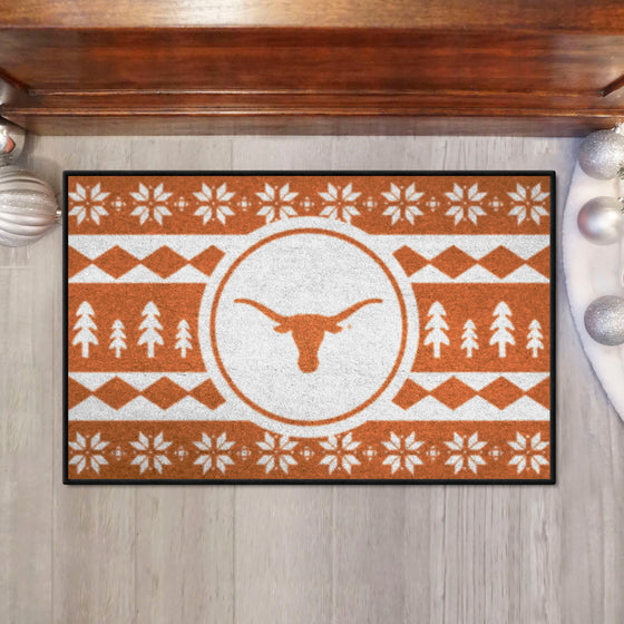 Texas Longhorns Holiday Sweater Starter Mat Accent Rug - 19in. x 30in.